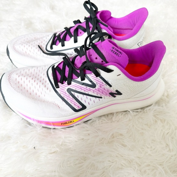 New Balance Women's White with Purple Accent Running Sneakers - Picture 2 of 4